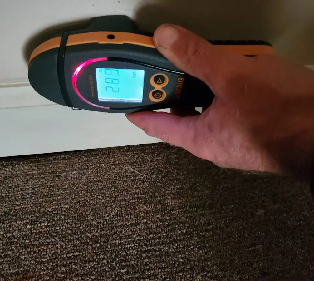 Moisture detection at baseboard during Sewage Cleanup & Sanitation in Panama City